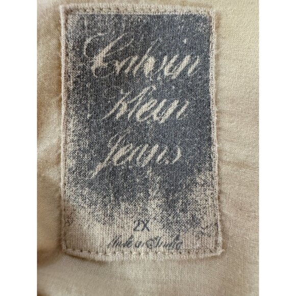 Calvin Klein Jeans Womens Beige Embroidered Button-Up Long Sleeve Shirt 2X - Picture 9 of 16